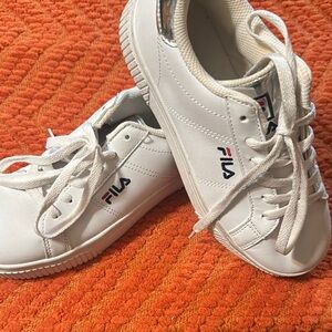 2/$25 Fila Classic White Platform Sneakers with Silver accents